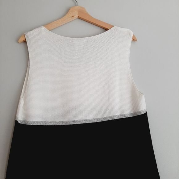 HUBERT GASSER Italy Colorblock Knit Sleeveless Shell B&W Sz L Flawed - Picture 7 of 12